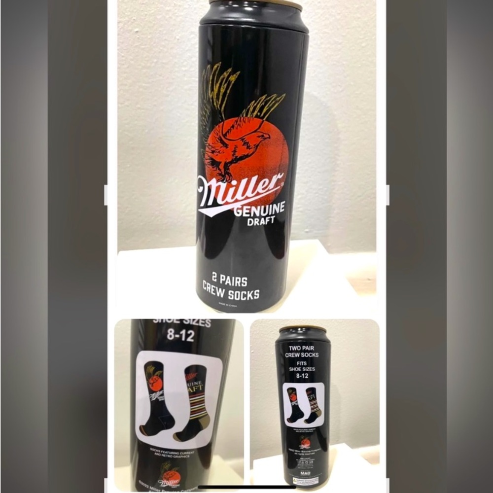 Miller Draft Beer unique gift idea novelty 2 pairs of socks stocking stuffer